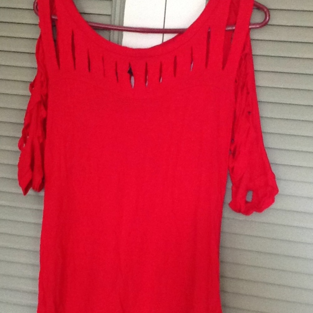 Red Slitted Chest/Shoulder shirt